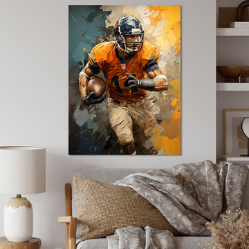 Yellow Football Fragmented Plays - Football Canvas Wall Art